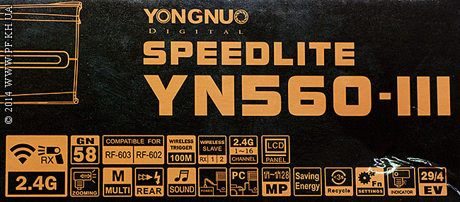 пиктограммы на упаковке Yongnuo YN-560III